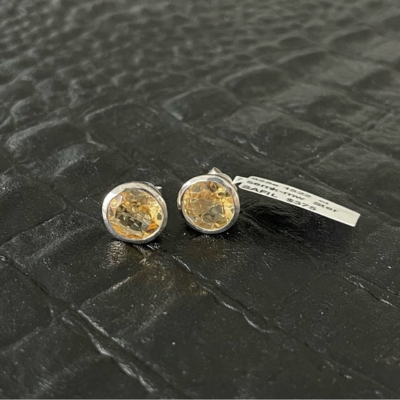 Sterling Silver 925 Large Citrine Earrings - Picture 4 of 9